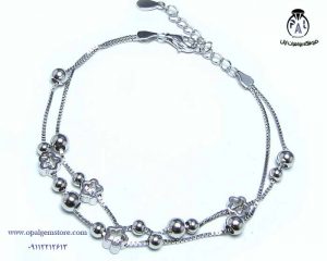 فروش دستبند نقره زنانه دو رشته ای طرح گل با قیمت مناسب
